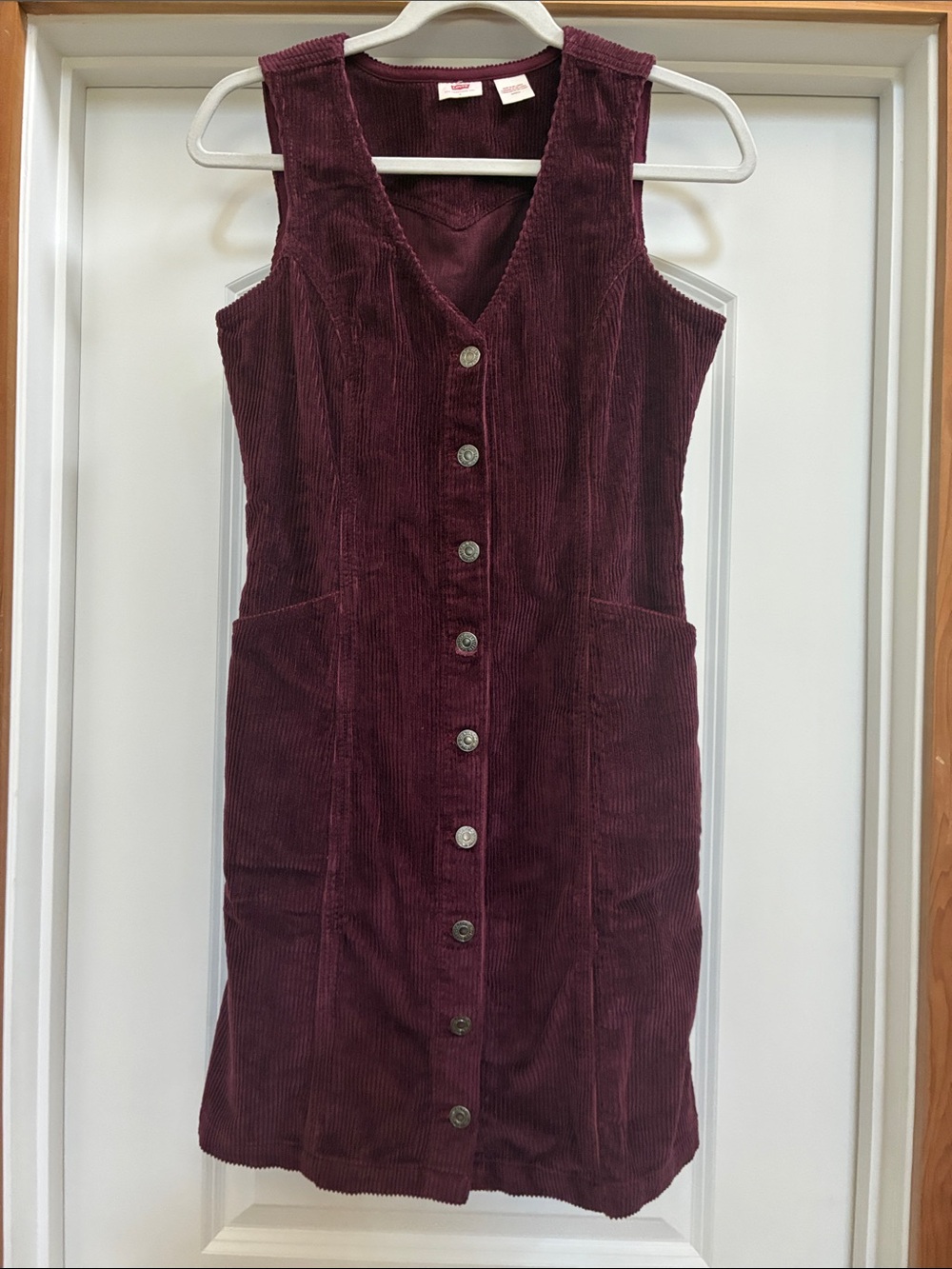 Levi's Burgundy Corduroy Button-Front  Dress size small fits like xs 100% cotton